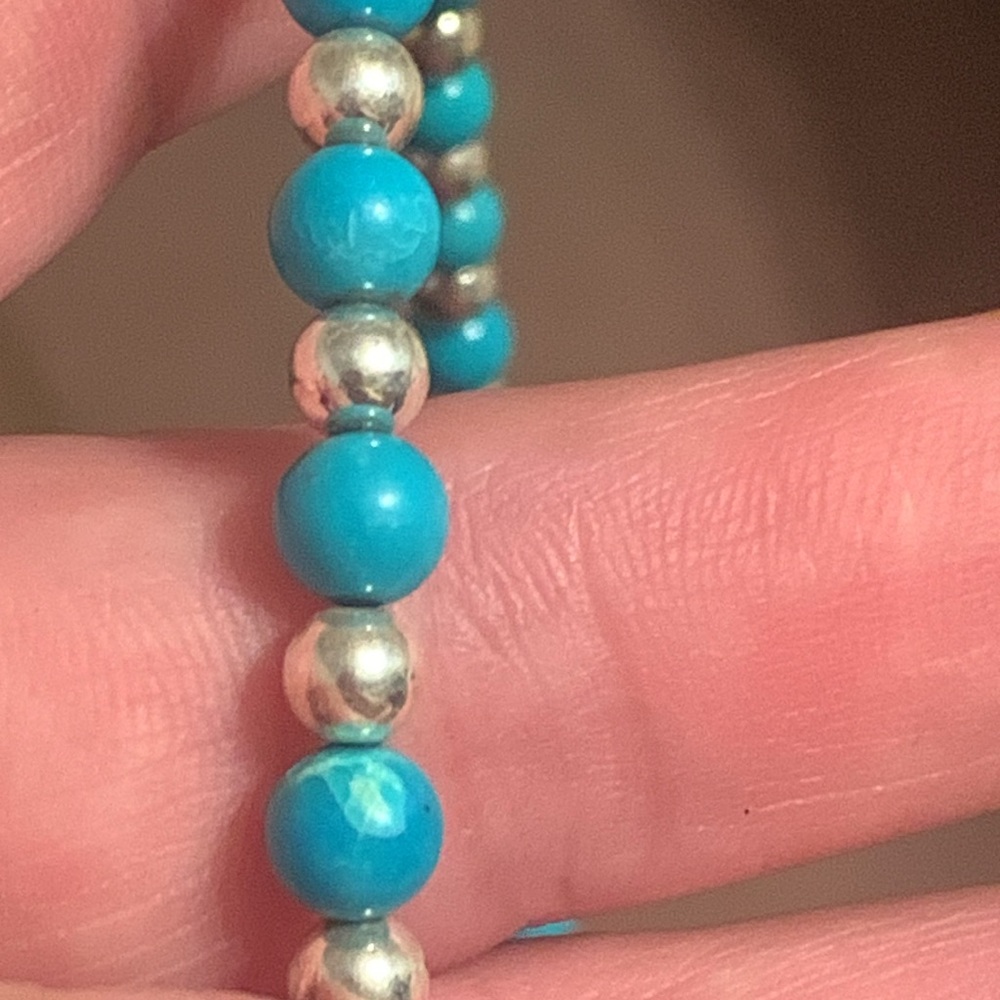 Turquoise n silver beaded necklace - Picture 5 of 5